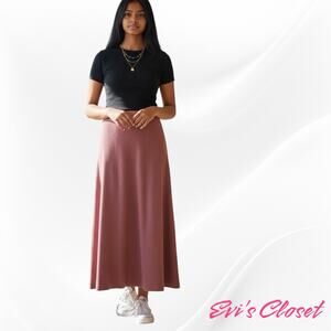 Zara Women's Soft A Line Midi Skirt Sz M Rose Pink Rib Knit Comfort & Style